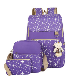 Hot Sale Wholesale Fashion 3 Pcs Set Canvas Teenage Young Girls <b>Child</b> Kids <b>Backpack</b> School Bags - Product Image 5
