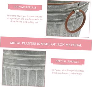 Vintage Iron Flower Pot Outdoor Decor Galvanized <b>Tin</b> <b>Bucket</b> Vase Dry Flowers Container Garden Planter - Product Image 5
