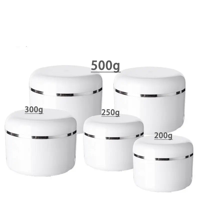 200g 250g 300g 500g दौर सफेद चांदी में बढ़त के लिए पीपी प्लास्टिक पीपी क्रीम जार त्वचा की देखभाल क्रीम कॉस्मेटिक पैकेजिंग