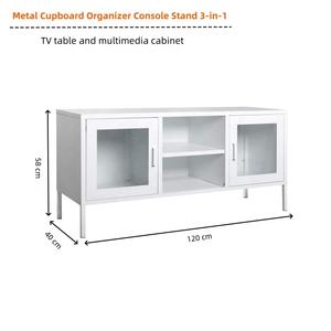 モダンメタルTVベンチメディアコンソールテーブルエンターテインメントセンターTVスタンド収納ロッカー付き - Product Image 2