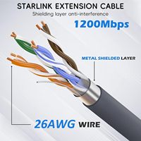 Câble Ethernet RJ45 Gen 2 en cuivre pur 75FT/23M, remplacement pour kit Starlink V2 Standard Actuated, étanche, gris