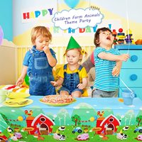 Kinder Farm Animal Theme Party Cartoon bedruckte Tischdecke Einweg Tischdecke für Geburtstags feier
