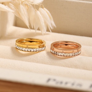 <span class=keywords><strong>2025</strong></span> <span class=keywords><strong>New</strong></span> Đôi Nhẫn Niche Đơn Giản Nữ Thời Trang Pha Lê Zircon Hợp Thời Trang Titan Thép Nhẫn Phụ Nữ Cô Gái Của Mạ 18K Vàng Nhẫn - Product Image 5