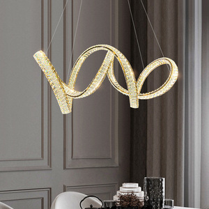 Suspension moderne à double hélice <span class=keywords><strong>Lustre</strong></span> de luxe en cristal de décoration pour le salon et la salle à manger <span class=keywords><strong>Lustre</strong></span> - Product Image 6
