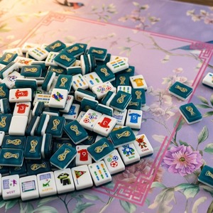 Mahjong Americano Stile Masters Tournament Soccer, 160 Tessere, 3 Strati, Tessere Verdi di Lusso, Adatto per Professionisti - Product Image 1
