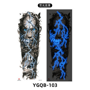 Nouveaux autocollants de <span class=keywords><strong>tatouage</strong></span> fluorescents pour <span class=keywords><strong>bras</strong></span> entier 2025, imperméables, motif <span class=keywords><strong>lion</strong></span> et fleur artificielle, sexy, pour hommes et femmes, résistants à la transpiration et longue durée - Product Image 4