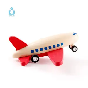 UDEAS Montessori玩具木制玩具飞机拉回动物车