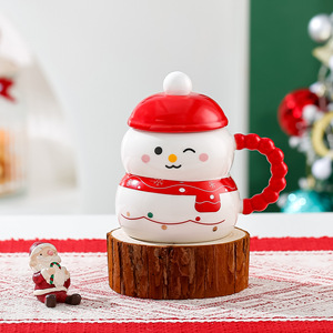 Taza de Cerámica Ecológica de Grado Alimenticio con Tapa y Cuchara, Diseño de Santa Claus, 400 ml, con Logotipo Personalizado, para Regalos Navideños Familiares y de Pareja - Product Image 6
