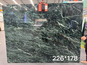 Dalle de marbre vert noir <span class=keywords><strong>exotique</strong></span> avec veines blanches, polie, type Verde Alpi, pour revêtement mural, comptoirs et tables à manger - Product Image 1
