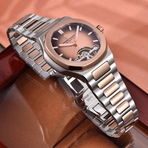 Montre-bracelet automatique mécanique de luxe pour homme PAGANI DESIGN, or rose, verre saphir AR, acier inoxydable luminescent, fonction tourbillon - Product Image 6