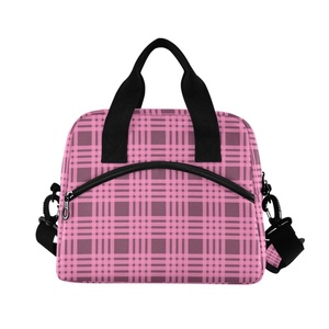 Sacs à lunch isothermes personnalisés avec motif Palaka rose hawaïen, sacs à lunch isothermes portables en nylon à carreaux pour femmes, petits sacs à lunch isothermes pour adultes - Product Image 2