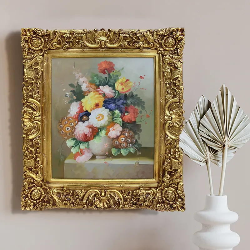 Moldura de resina para parede, moldura de resina feita à mão com rosas vintage personalizadas e textura ornamentada