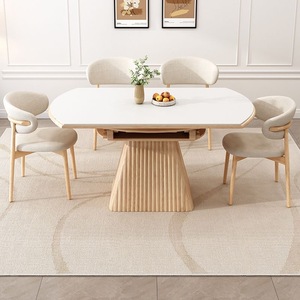 Ensemble <span class=keywords><strong>de</strong></span> table et chaises <span class=keywords><strong>de</strong></span> salle à manger en marbre et bois massif, moderne, extensible et pliable, <span class=keywords><strong>4</strong></span>, 6 ou 8 places, <span class=keywords><strong>design</strong></span> <span class=keywords><strong>de</strong></span> meubles <span class=keywords><strong>de</strong></span> salle à manger - Product Image 2