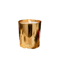Bougeoir de Noël de luxe 7oz 10oz, pot à bougie en verre rond doré vide et écologique avec couvercle et boîte