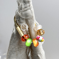 Porte-clés artisanal en acrylique de Murano avec perles de cristal bleues, breloque mousqueton plaqué or pour sac à main et clés