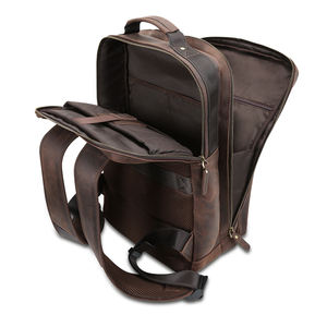 Рюкзак из натуральной кожи на заказ коричневый водонепроницаемый винтажный рюкзак для ноутбука на молнии с несколькими карманами из натуральной воловьей кожи - Product Image 4