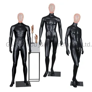 2020精品品牌衣服铁丝头抽象黑色肌肉男模特玻璃纤维全身男模特展示