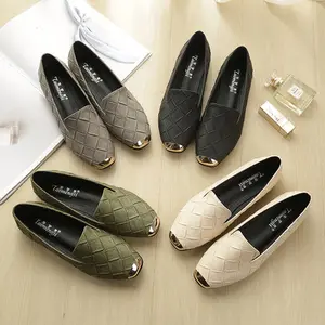 XY007 coreano tessuto fannulloni delle donne scarpe tacco piatto