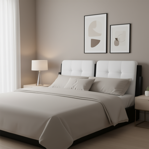 Testiera Imbottita Bianca in Ecopelle con Struttura in Legno, Elegante Accessorio per Camera da Letto - Product Image 2