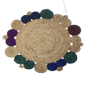 Nouveau Tapis Rond Bohème Moderne en Jute Tressé à la Main 2026, à Poils Longs et Pompons, Techniques Jacquard à Boucles Coupées pour la Décoration - Product Image 1