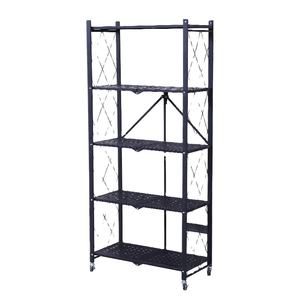 Rack Rack Metal Loor-standing Multi-layer Installation-free Metal Storage Shelves Folding Storage Rack With Wheel