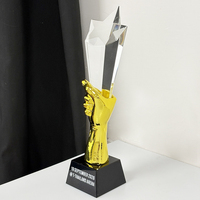 Trofeo de Cristal con Forma de Torre de Estrellas de Resina Dorada de 27 cm, MH-FJ0103