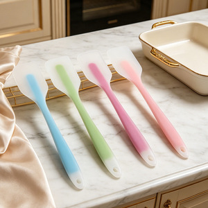 Silicone Spatula Cake Scraper Large Butter Mixing Knife Baking Tool Heat Resistant Dishwasher Safe Oven Safe Blue Green Pink - Product Image 2