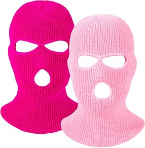 Pasamontañas de Punto con 3 Orificios, Estilo Nuevo, para Esquí, Máscara Facial Completa para Deportes de Invierno al Aire Libre (<span class=keywords><strong>Rosa</strong></span>, Rojo <span class=keywords><strong>Rosa</strong></span>) - Product Image 1