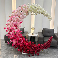 Arche de fleurs artificielles en soie de luxe DIY, 2 m de largeur/hauteur, blanc, rose, rouge, rose, décoration de mariage, support en forme de croissant, modèle RMTS 0621