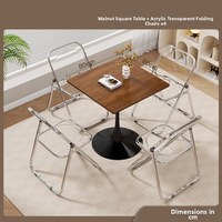 Expédition directe depuis l'entrepôt - Ensembles de tables basses modernes en MDF et acrylique avec pieds en métal et 4 chaises - Meubles écologiques faciles à nettoyer pour la maison