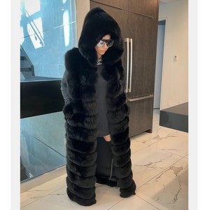 RXFurs Custom Size OEM Wholesale Real Fox <strong>Fur</strong> Vest Women Hooded Luxury Winter Full Length Outerwear Fox <strong>Fur</strong> Waistcoat <strong>Gilet</strong> - Product Image 3