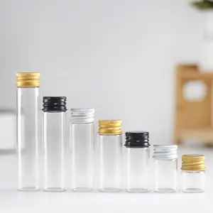 Garrafa de vidro vazia transparente âmbar com porca de alumínio de 5ml, 8ml, 10ml, 12ml, 15ml, mais vendida