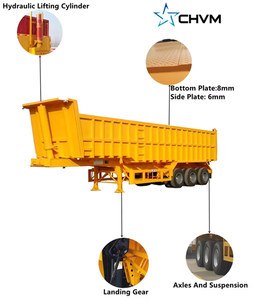 Fabrika fiyat üreticisi hidrolik arka damperli römork 3 akslar 40 metreküp damperli damperli yarı kamyon yan devrilme römorkları - Product Image 5