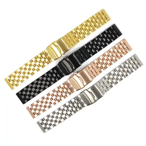 5 rice beads safety buckle metal stainless steel watch band watch strap
