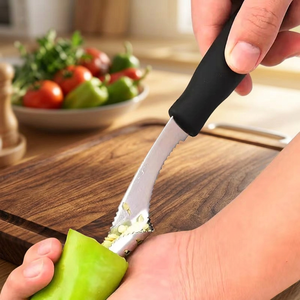 Éplucheur de jalapeños en acier inoxydable avec bord dentelé, outil de retrait des graines de piment de qualité alimentaire pour la maison et la cuisine, gadgets et préparation du barbecue - Product Image 2