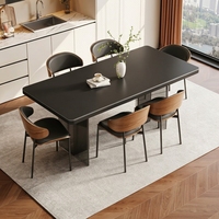 Italienischer Luxus-Esstisch mit Schwebendem Rechteckigem Design, Delifeng Schwarzer Acryl-Sinterstein-Tisch mit Vollständig Hängender Halterung