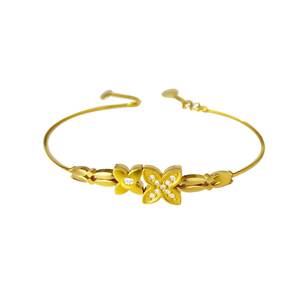 Pulseras Románticas y Modernas de Aleación Chapada en Oro, Brazaletes con Forma de Flor y Número con Engaste de Zirconia, Regalo de Moda - Product Image 2