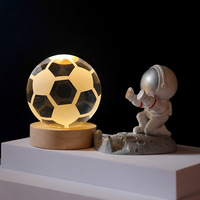 Sphère de cristal de 60 mm 80 mm représentant le système solaire, gravée au laser en 3D, avec lampe de nuit LED en bois