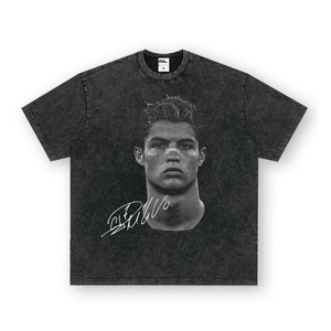 Camiseta de manga corta de algodón puro lavado estilo retro con estampado urbano americano de <span class=keywords><strong>Cristiano</strong></span> <span class=keywords><strong>Ronaldo</strong></span> para hombre - Product Image 4