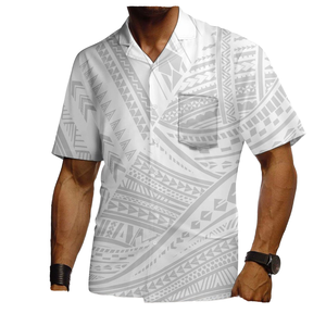 Chemise décontractée extensible anti-plis à imprimé tribal polynésien pour hommes grandes tailles, sur mesure, fabricant de vêtements, commande en gros - Product Image 1