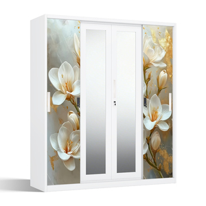 Armario de Acero con Diseño Estampado, Armario Corredizo de 4 Puertas de 1600 mm - Product Image 1