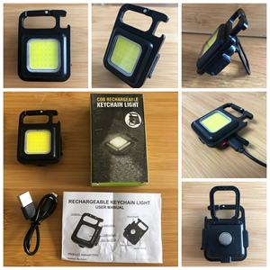 Mini COB portachiavi con luce da lavoro ricaricabile 500 lumen 4 modalità di luce torcia a Led tascabile con staffa pieghevole <span class=keywords><strong>Bot</strong></span> - Product Image 6