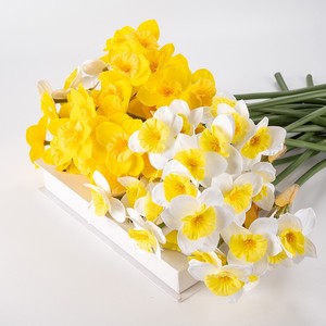 Bouquet de narcisses artificiels Wen Hope, fleurs en soie PU jaunes pour la décoration de la maison et des mariages - Product Image 4
