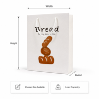 Sac de boutique personnalisé biodégradable avec poignée torsadée durable, en carton blanc lisse, impression CMJN vif, fond renforcé, pour bougies