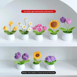 Bouquet de fleurs artificielles en fil tricoté à la main au crochet, écologique, durable, décoration intérieure, cadeau de remise de diplôme pour enfants - Product Image 2