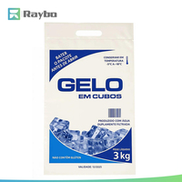 Sac à glaçons en plastique RAYBO, prix d'usine, sac à glaçons transparent jetable, sacs d'emballage pour glaçons de 3 kg et 5 kg avec poignée