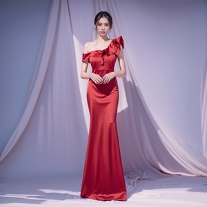 <span class=keywords><strong>Robe</strong></span> de <span class=keywords><strong>demoiselle</strong></span> <span class=keywords><strong>d</strong></span>'<span class=keywords><strong>honneur</strong></span> de soirée élégante en couleur marron sirène, épaule unique, sexy, longue jupe élégante, <span class=keywords><strong>robe</strong></span> de fête de mariage - Product Image 2