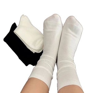 Seamless Cotton Socks Solid Color Medium Tube One Size Fits All White Odor Resistant Postpartum Use Fall 2025 - Product Image 5