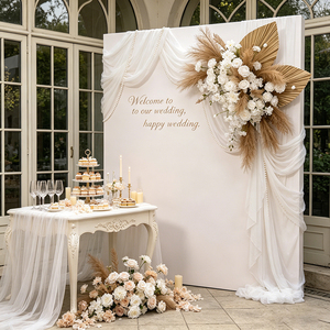 Arco de tela de seda personalizado con fondo floral, ecológico, para bodas, arco comercial para decoración de cumpleaños - Product Image 1