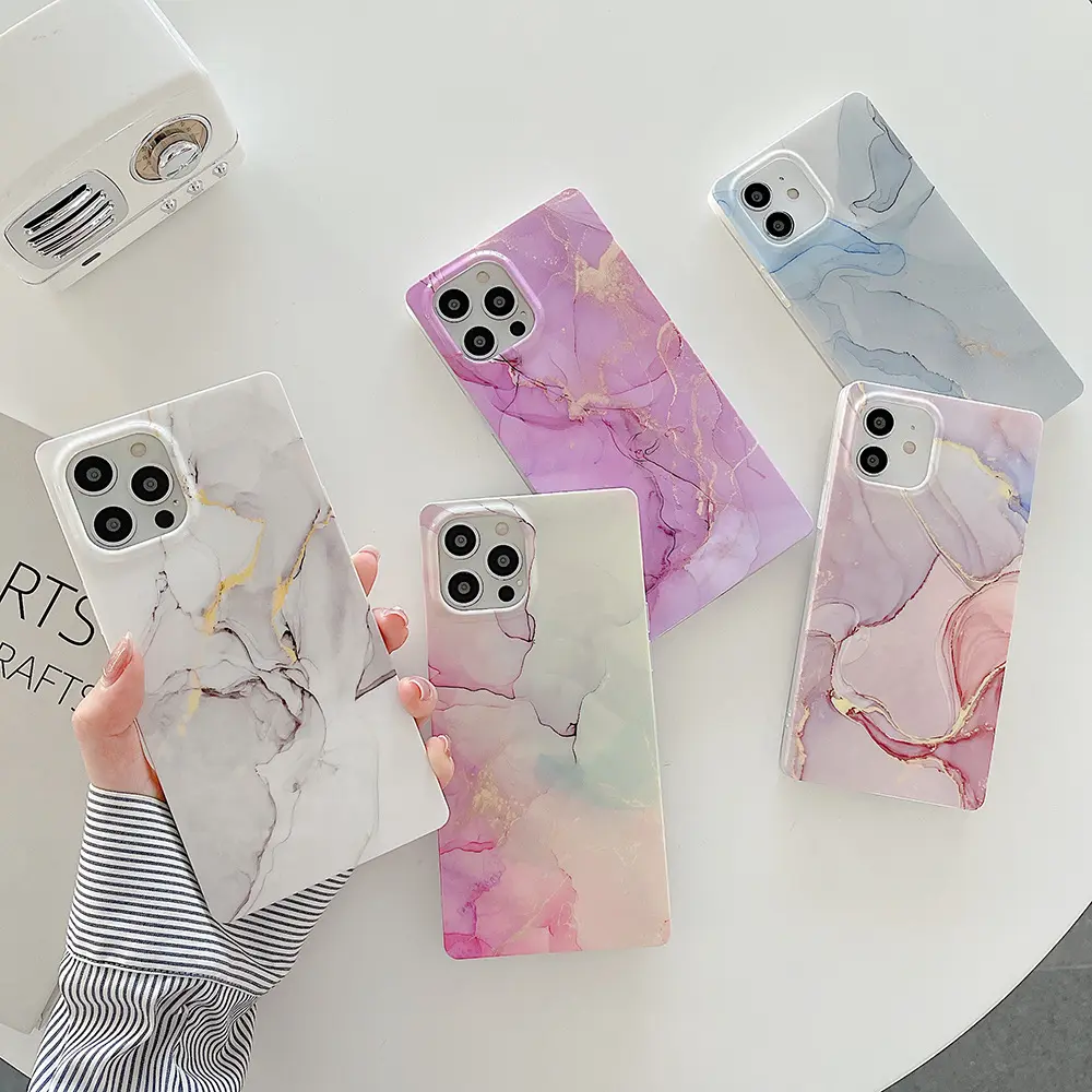 LeYi Luxury Women Custom Printing Mobile Phone Case Square Marble Colorful Phones Accessories for iPhone 11 pro max Back cover